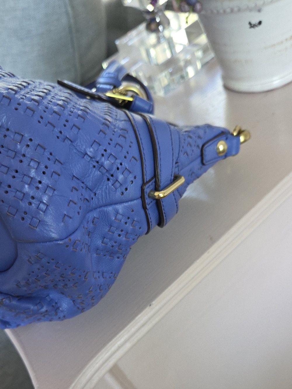 COACH Carolina Blue 2012 Madison Sophia Woven Leather Shoulder Bag - Picture 10 of 16
